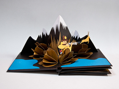 The deer Haunter book illustration paper art popup