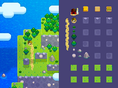 Tileset 8bit game game design ios pixel art