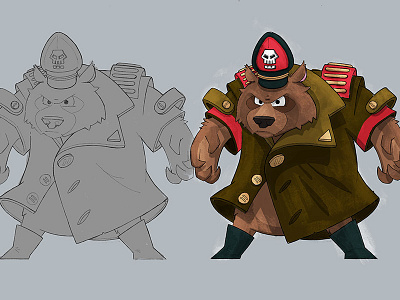 Red Bearon character design game illustration sketch