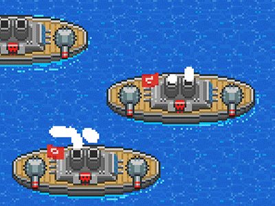 Enemy Fleet animation battleship game gameboy indie game mobile game pixel pixelart ship shmup