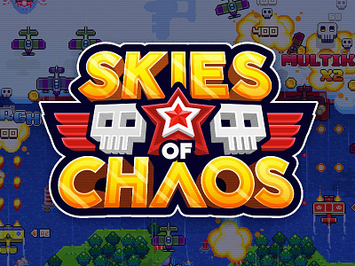 Skies Of Chaos 8bit branding game logo pixel art retro