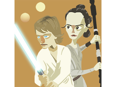 Rey and Luke fanart illustration luke skywalker rey star wars