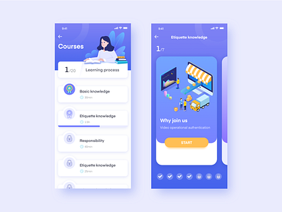 Learning interface-ios 2.5d course design illustrations ios app learning app ui video learning