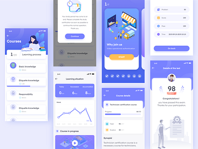 learning interface-3 design illustrations ui ux vector