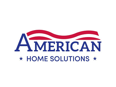 American Home Solutions Logo 1 blue branding design flag logo red stars typography