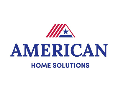 American Home Solutions Logo 3 blue branding design flag logo red stars typography vector