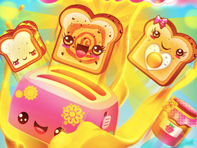 Happy Toast character colorful cute game happy ipad ios iphone kids mobile seiorai toast