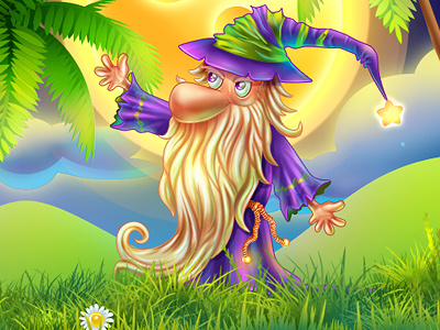 Character Design - Wizard design game hat illustration ios ipad iphone magic moon palm screen violet witch wizard