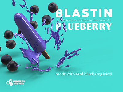 Blastin Blueberry Pop 3d berries blue blueberry frozen juice popsicle render splash treat