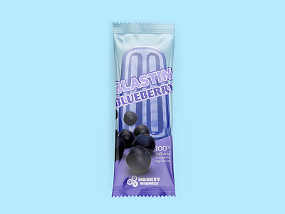 Blastin Blueberry Package 3d blue blueberry business bustin ice monkey packaging popsicle purple summer tropical