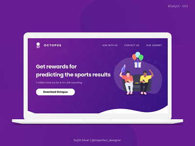 Landing Page - Daily UI Day 003 app branding cricket app design home homepage landing design landing page design landingpage octopus ui ui ux ui design uidesign user interface design userinterface ux