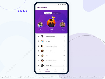 Leaderboard Design - Daily UI Day 016 app app design dailyui design filter flat leaderboard leaderboards minimal navbar points top10 ui ui ux uidesign ux