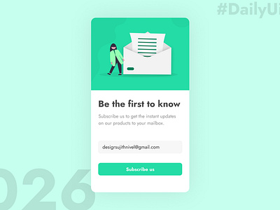 Subscribe Us - Daily UI Day 026 app design dailyui design form form design icon illustration minimal subscribe subscribe button subscribe form subscribers ui ui ux uidesign ux