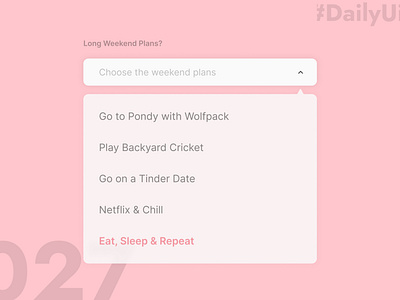 Dropdown Menu - Daily UI Day 027 animation app dailyui dailyui27 design dropdown dropdown menu dropdown ui dropdowns list list view minimal netflix ui ui ux uidesign ux web