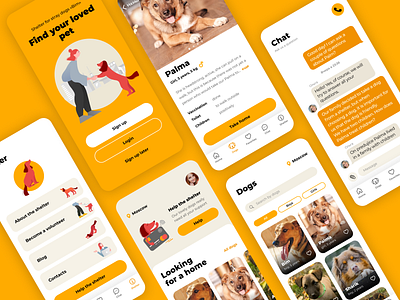 Shelter for stray dogs App animals app dog dogs ui ux