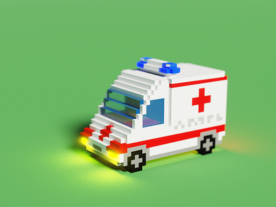 Voxel Ambulance - Front ambulance magicavoxel pixel pixelart voxel