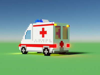 Voxel Ambulance - Back ambulance magicavoxel pixel pixelart voxel