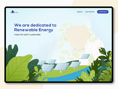 Solar Power Landing Page Hero Image animation art branding design greenery illustration illustrator nature nature art solar energy solar panels solar power vector web