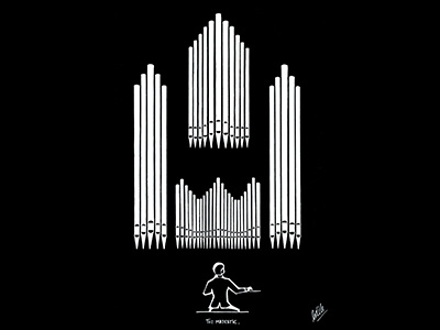 The Majestic acrylic marker pen and paper drawn on paper instruments music pipe organ church pipe organ hand drawn illustration hand crafted design illustration