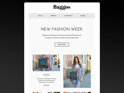 Baggos - eCommerce email template branding email email campaign email design email development email marketing email template fashion mailchimp mailchimp template mailer marketing newsletter typogaphy ui