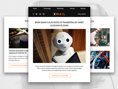 Xmail - A Modern and Responsive Email Template blogging email design email newsletter email template emailer mailer minimal modern newsletter responsive