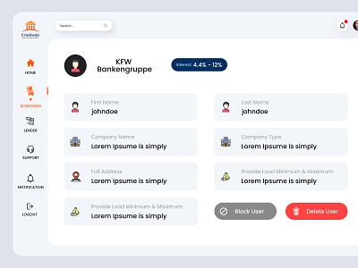 Crediweb Dashboard Design