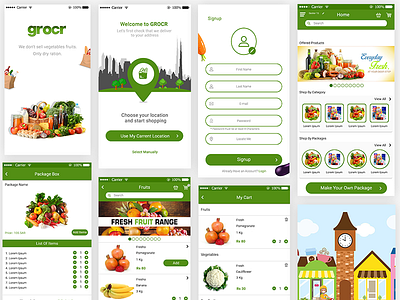 Grocr is a Grocery item app android flat grocr ios mobile app design uiux