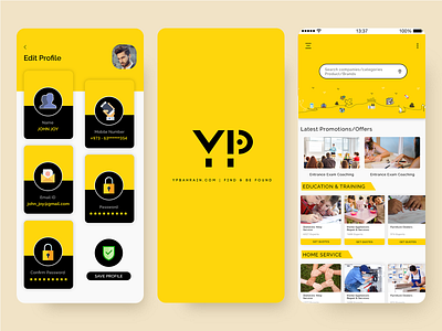 Yellow Pages App android ios mobile app design ui