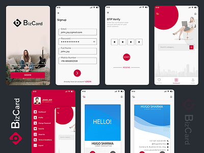 Bizcard App android ios mobile app design
