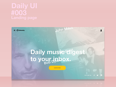 Playlist Subscription Landing Page-Daily UI #003 big challenge daily dailyui digest landing page letters logo music overlap playlist spotify ui ux