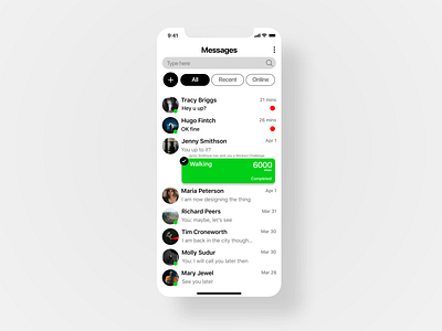 DailyUI #013 Direct Messaging App 013 app challenge chat dailyui design direct fitness goals ios message app messaging mobile multipurpose payment search social ui ux