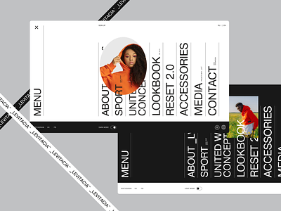 Menu-pages in 2 versions desktop minimal promo typography ui ux website