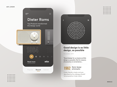 App UI tribute to Dieter Rams app concept concepts dailyui dieterrams layout minimal rams ui webapp design
