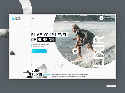 Surf Elixir desktop illustration landing page layout promo typography ui website