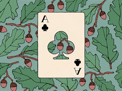 Playing Card / Ace of clubs ace clubs design illustration oak plant playing cards vector