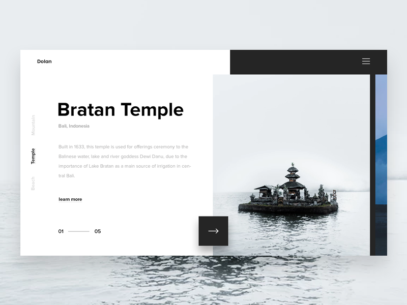 Dolan Travel Landing Page webdesign explore landing minimal travel web place white monochrome ui ux nature