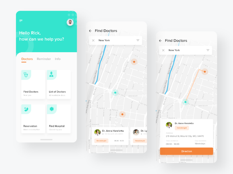 Doctors Map Exploration sleek android ux design ux ui design ui map mobile app mobile iphone x iphone ios exploration design clean medical