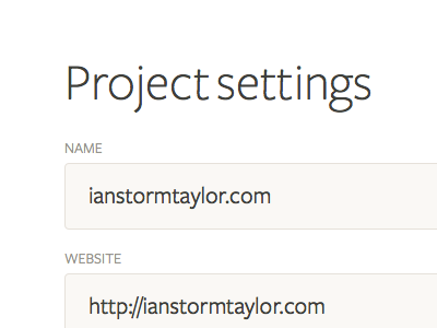 Project Settings button form freight sans green red segment.io