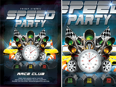 Speed Party car cars club colors cones entry fast finish finish line flag flyer fun