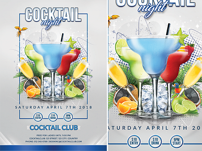 Cocktail Night bar blue champagne club cocktail cocktail night cocktail party colorful dance disco drink flyer