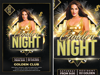 Golden Night bar black club dance dark disco dj flyer gold gold bars golden golden night