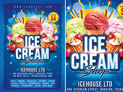 Ice Cream Shop blue business card cold company cooking cuisine dessert flyer food gastronomy ice ice cream shop ice cream shop icecream shop ltd print ready restaurant service shop