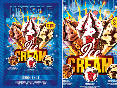 Ice Cream Flyer blue business card cold company cooking cuisine dessert flyer food gastronomy ice ice cream shop ice cream shop icecream shop ltd print ready restaurant service shop