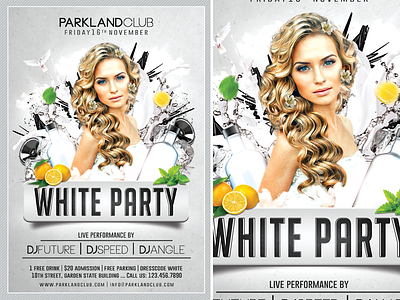 White Party bottles clean club dance disco dj drink entry event flyer fun live model modern music night party performance pub sexy
