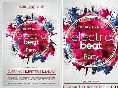 Electro Beat Party abstract bar beat club colorful crush dance disco electric electro house party event flyer glow house invitation live modern music party post