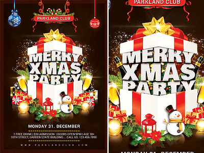 Merry Xmas Party bar christmas christmas eve christmas party december disco flyer happy new year holiday ice merry merry christmas model new year party red santa santa claus santa clause sessions