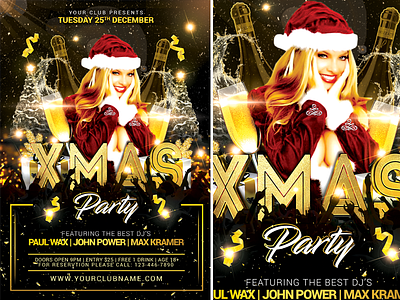 Xmas Party bar christmas christmas eve christmas party december disco flyer happy new year holiday ice merry merry christmas model new year party red santa santa claus santa clause sessions