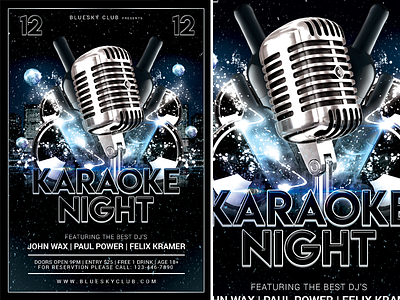 Karaoke Night bar club colorful dance disco dj drink flares flyer fun good time happy time karaoke karaoke night flyer karaoke night party light microphone music night