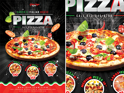 Pizza Flyer appetizer business card cheese chef classic cold cook cooking cuisine dinner fast food flyer food food flyer gastronomy gourmet italian kitchen menu