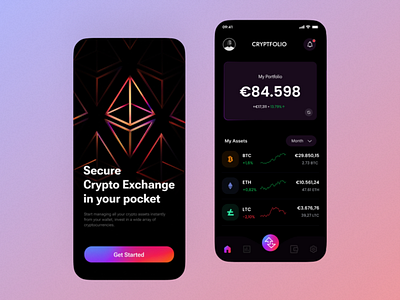 Cryptfolio- Crypto wallet app crypto ui visual design